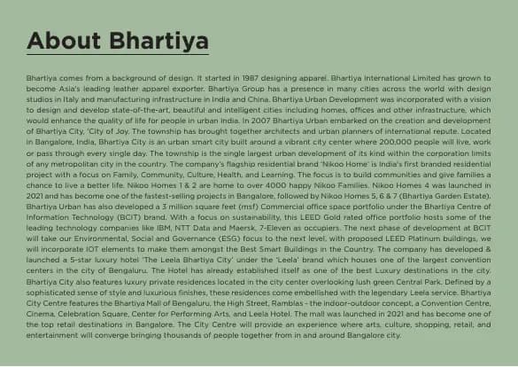 Nikoo Homes 8, Bhartiya Garden Enclave: Brochure, page 2 (filed with Karnataka RERA)