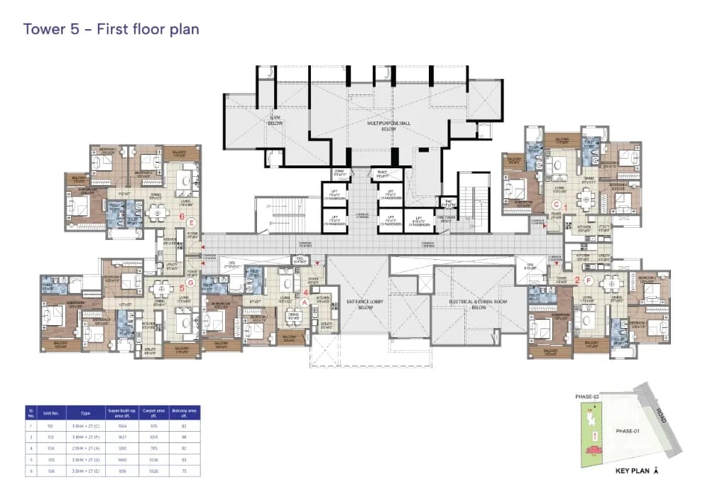 Sattva Songbird floor plan: 2 BHK floor plan layout variant