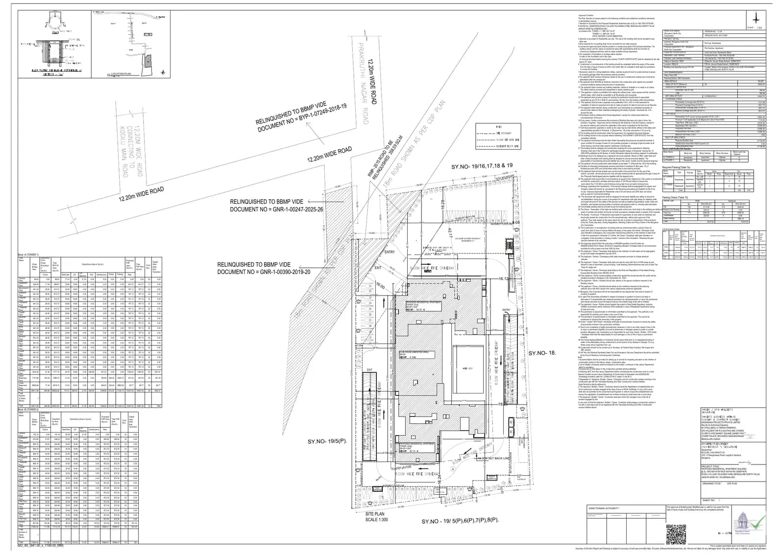 Bollineni Vienna: Approved Building Plan, page 1 (filed with Karnataka RERA)