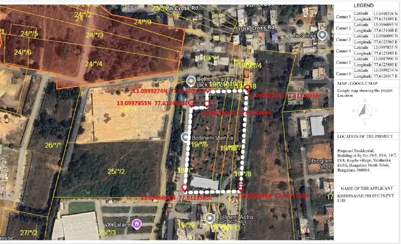 Bollineni Vienna: Demarcation of Google Location MAP (filed with Karnataka RERA)