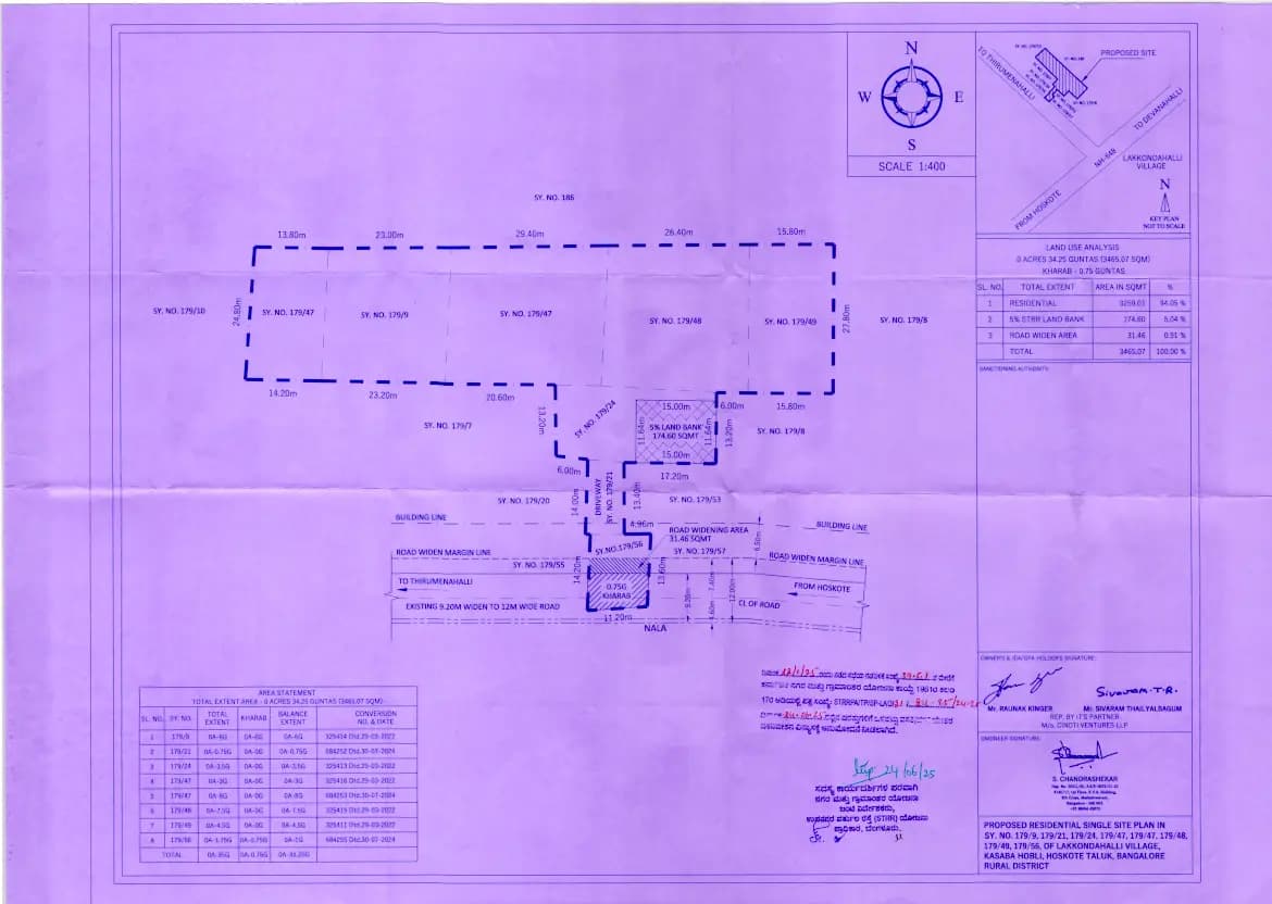 96 Brick wood Avenue: Single layout plan Single plot site Blue print (filed with Karnataka RERA)