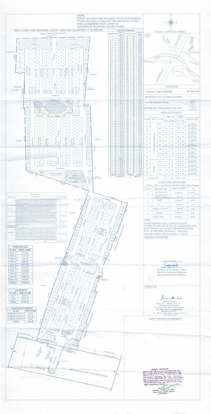 Summers At Orchid Nirvana: Approved Layout Plan/Demarcation Plan (filed with Karnataka RERA)