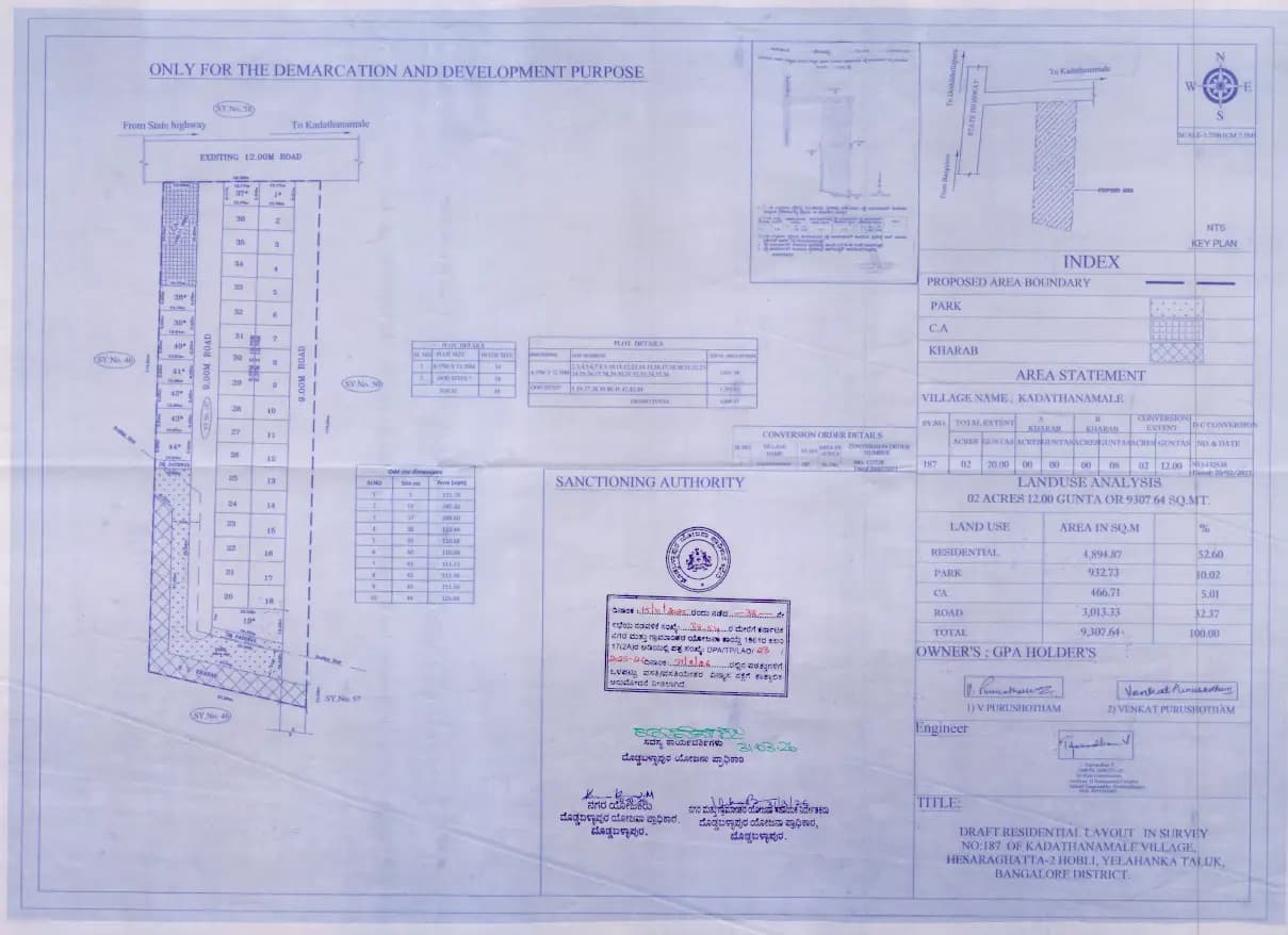 Under The Silvermoon: Approved Layout Plan/Demarcation Plan (filed with Karnataka RERA)