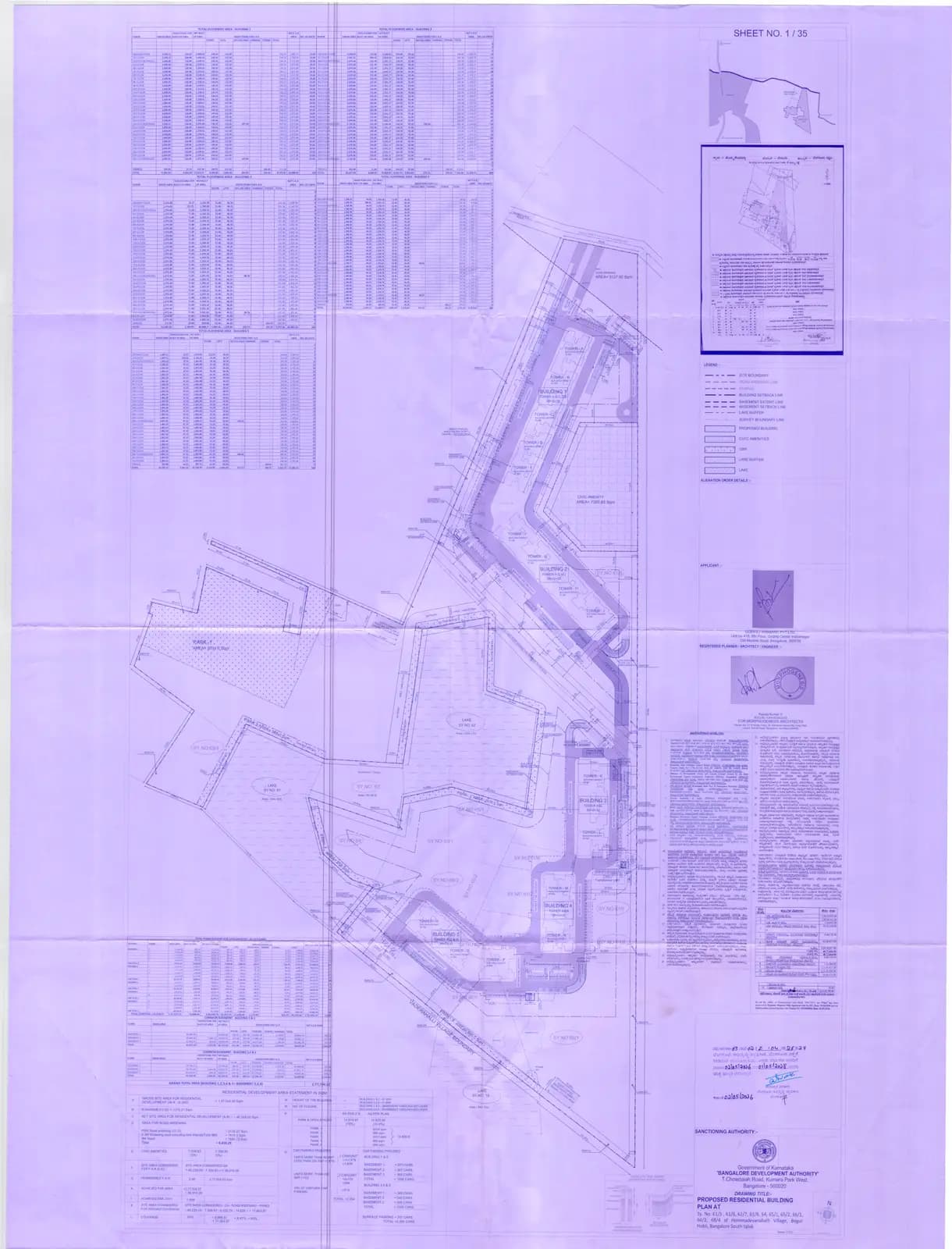 Godrej Vanantara: Approved Building Plan (filed with Karnataka RERA)