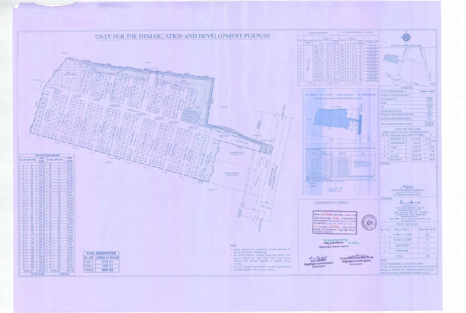 Zuari KinetiX: Approved Layout Plan/Demarcation Plan (filed with Karnataka RERA)