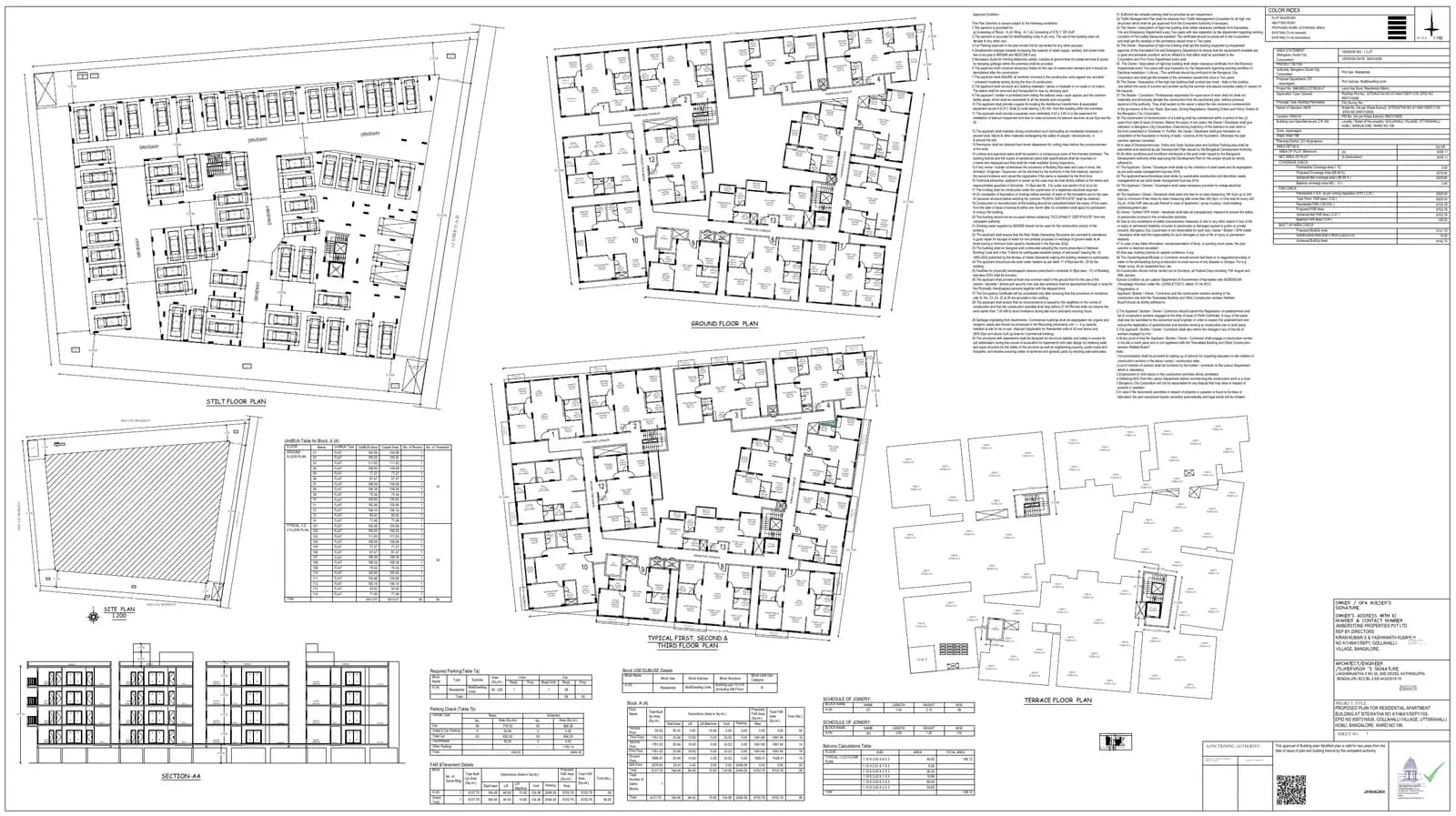The Ninth By Amberstone: Approved Building Plan (filed with Karnataka RERA)
