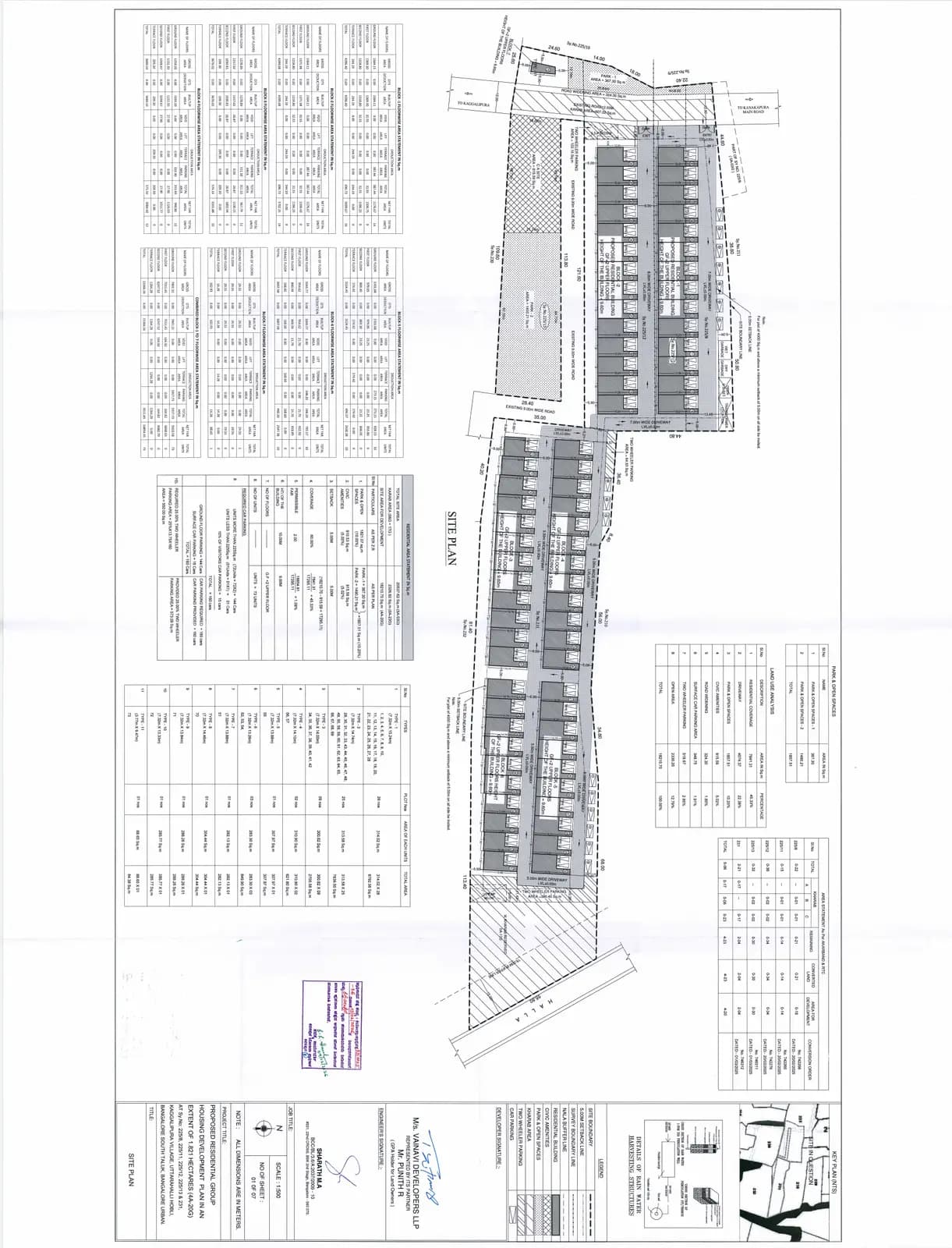 Vainavi Serenia: Approved Building Plan, page 1 (filed with Karnataka RERA)