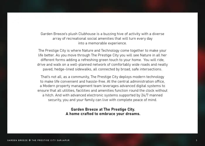 Garden Breeze @ The Prestige City: 260901 Garden Breeze_RERA Brochure 1, page 3 (filed with Karnataka RERA)