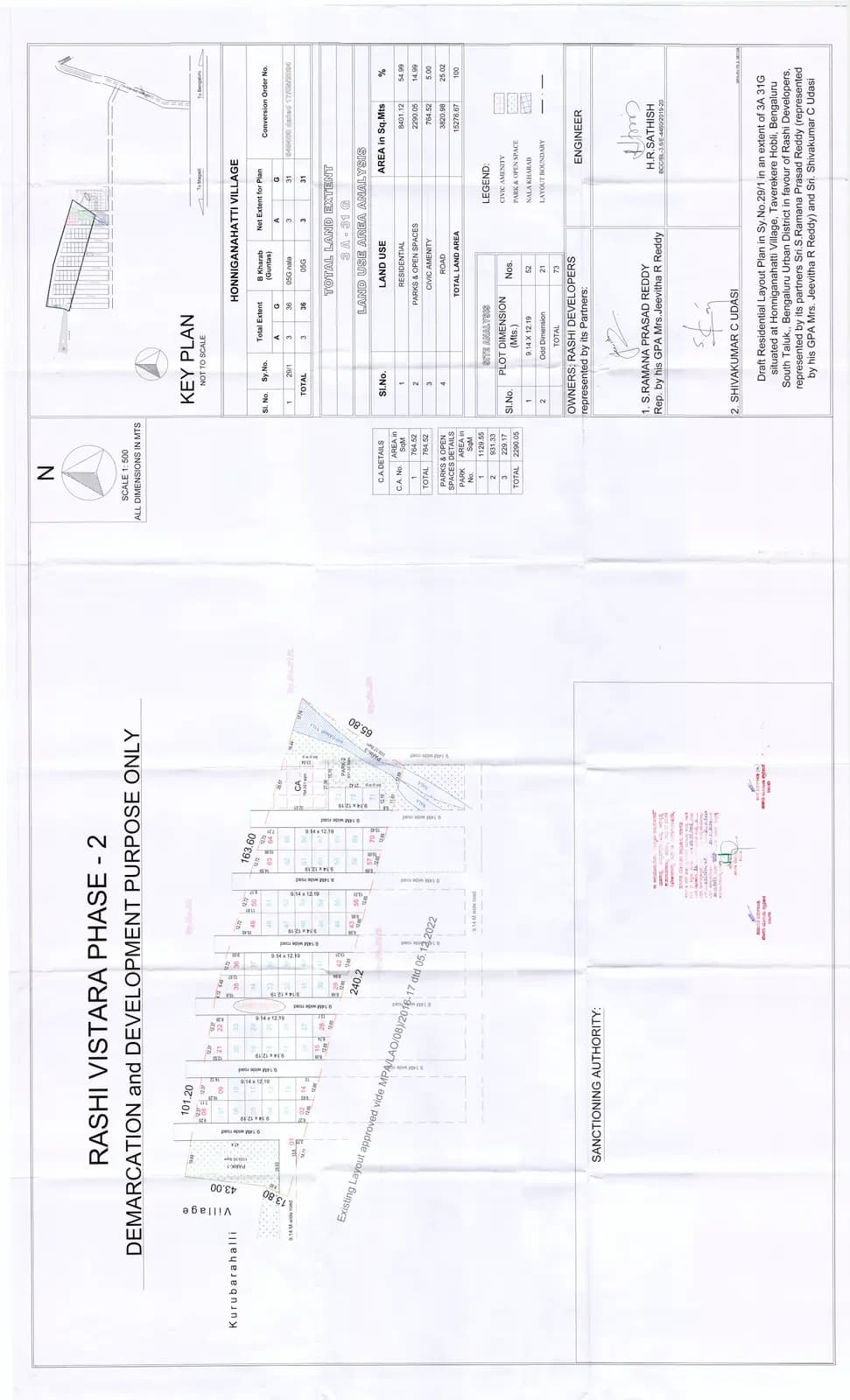 Rashi Vistara: Approved Layout Plan/Demarcation Plan (filed with Karnataka RERA)