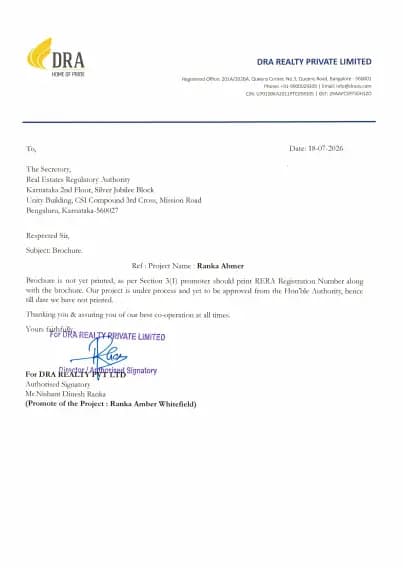 Ranka Amber: 20 Brochure (filed with Karnataka RERA)