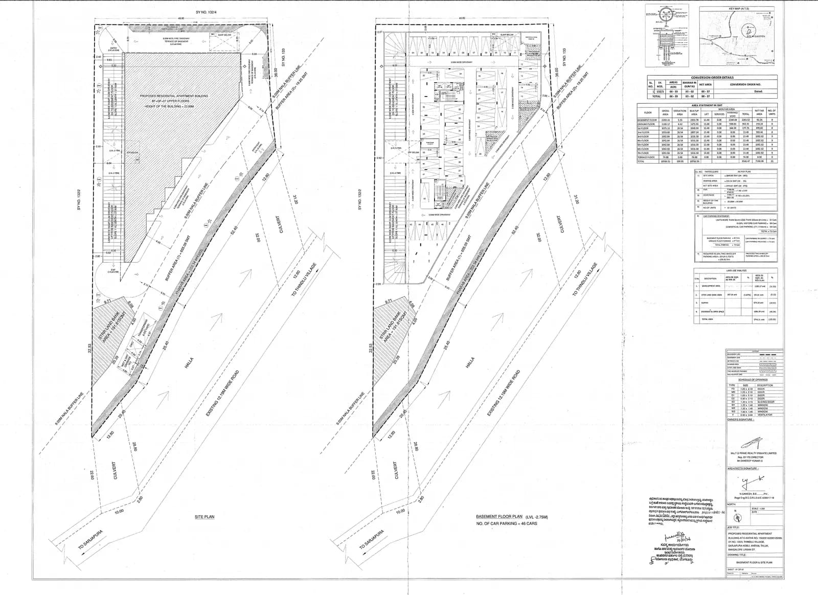 T G Aura: Approved Building Plan, page 1 (filed with Karnataka RERA)