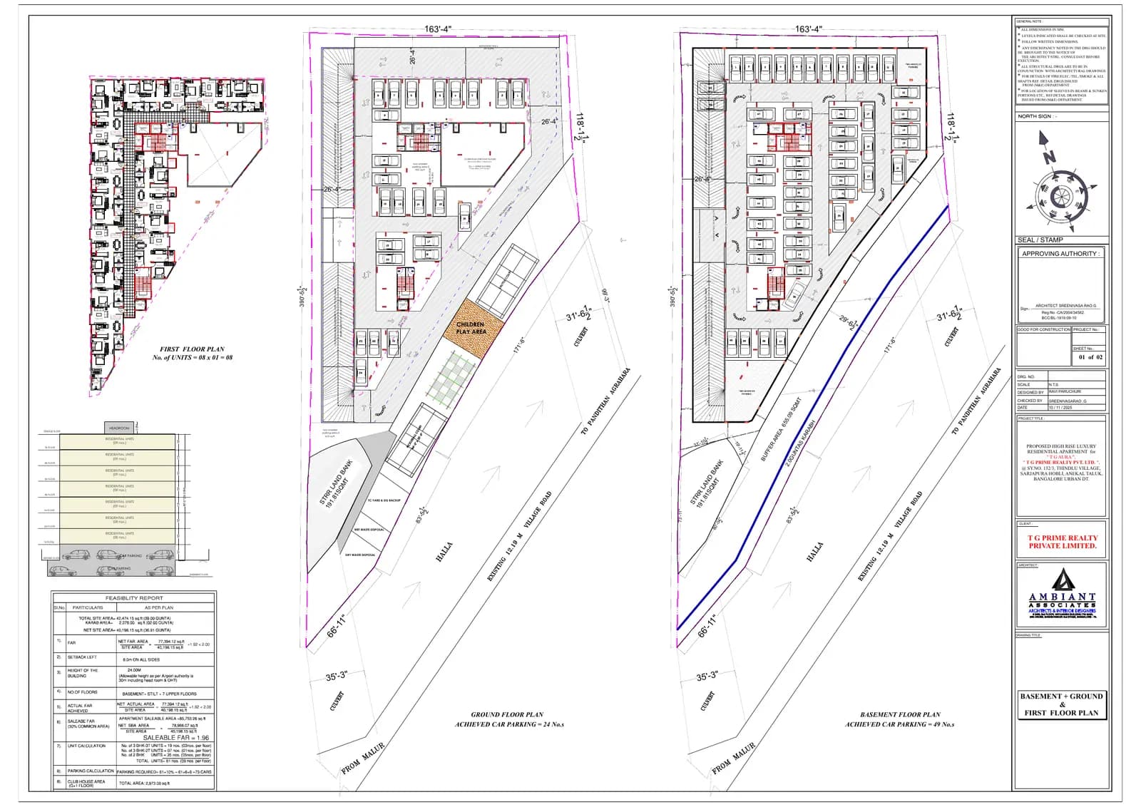 T G Aura: BASEMENT GROUND 1ST FLOOR PLAN.pdf (filed with Karnataka RERA)