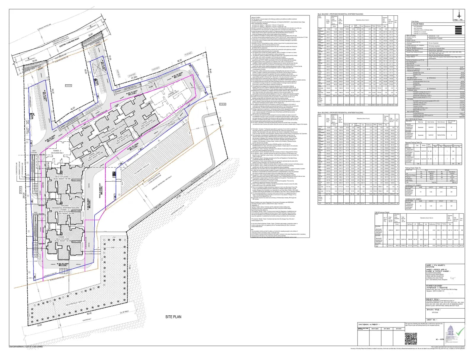 Maithri Springwoods: Approved Building Plan, page 1 (filed with Karnataka RERA)