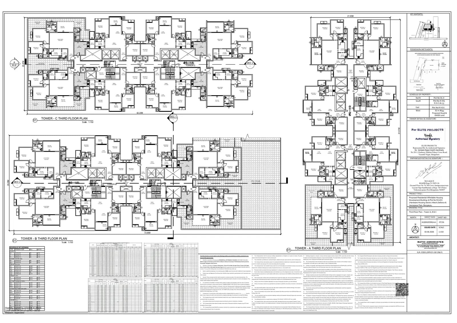 Assetz KVN Niwa & Neo: 7 3rd Floor Plan Tower A B C.pdf (filed with Karnataka RERA)