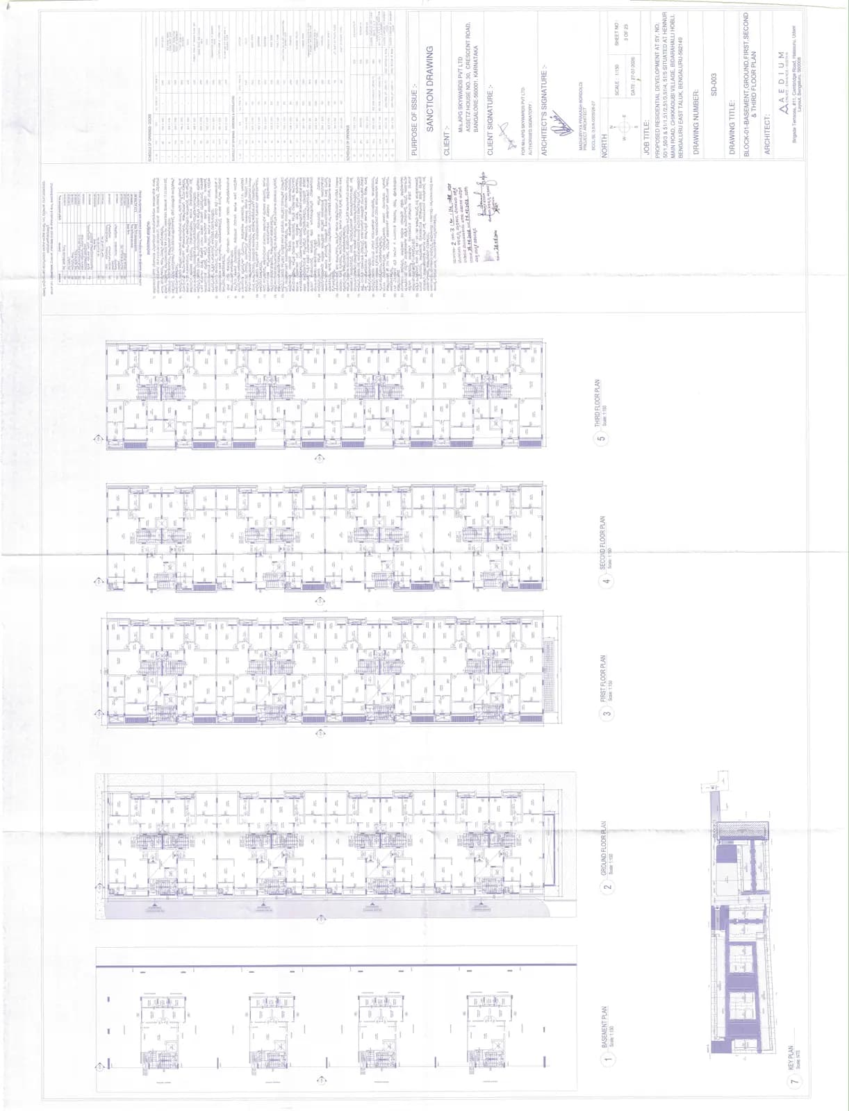 Assetz Mizu & Ki: Annexure 10c-BLOCK 1- BASEMENT, GROUND TO 3RD FLOOR PLAN (filed with Karnataka RERA)