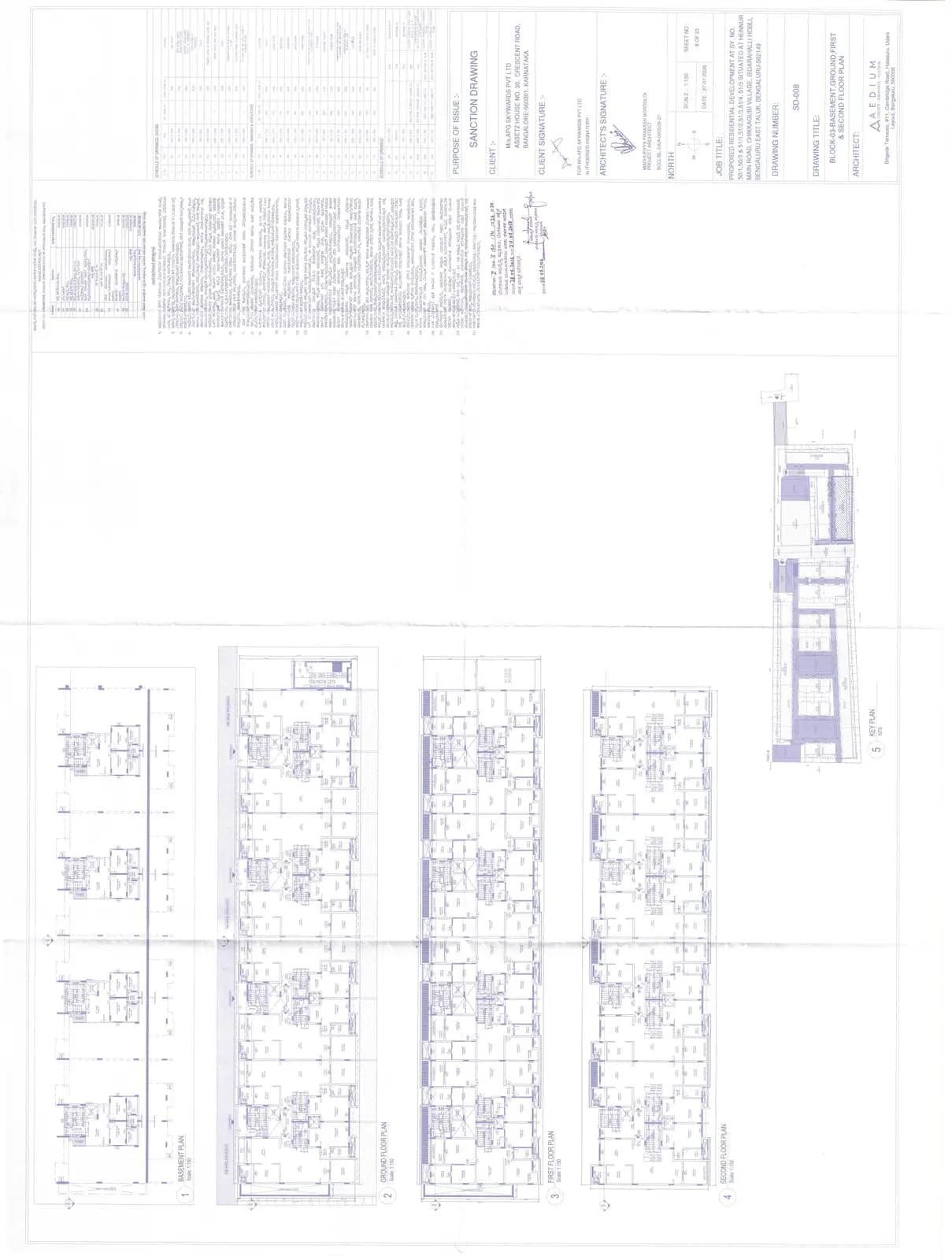 Assetz Mizu & Ki: Annexure 10h- BLOCK 3- BASEMENT, GROUND, FIRST & SECOND FLOOR PLAN (filed with Karnataka RERA)