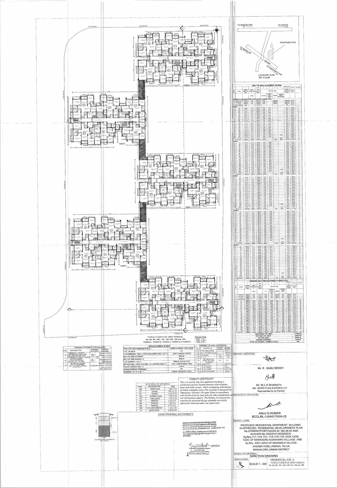 Signature Regal: TYPICAL FLOOR PLAN WITH TERRACE 4TH,6TH,8TH,10TH,12TH,14TH,16TH,18TH,20TH.pdf (filed with Karnataka RERA)