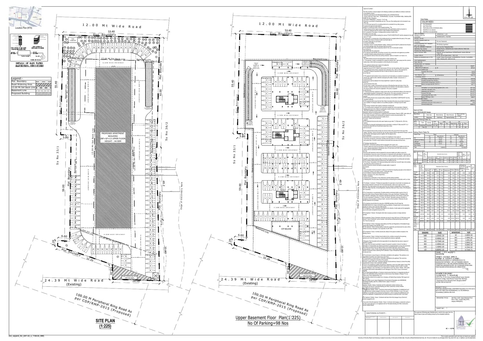 MLN Hights: Approved Building Plan, page 1 (filed with Karnataka RERA)