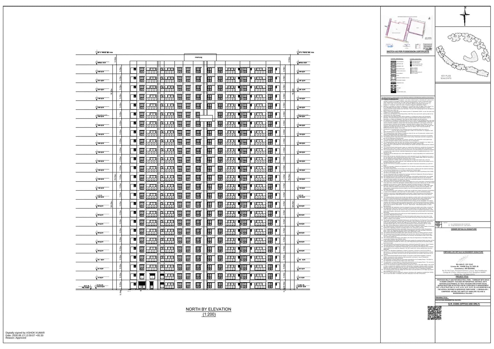 Prestige Parklane: Elevation ( Residential Block ) (filed with Karnataka RERA)