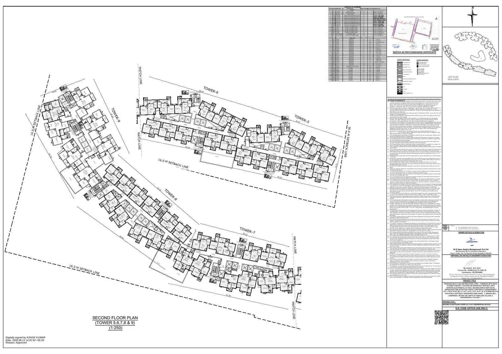 Prestige Parklane: 13 Second Floor Plan - Tower-5,6,7,8 & 9 ( Residential Block ) (filed with Karnataka RERA)