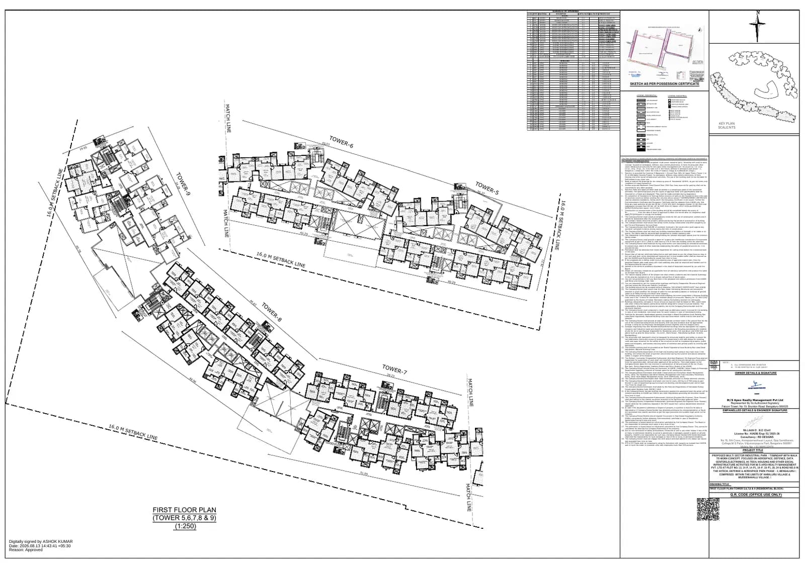 Prestige Parklane: 11 First Floor Plan - Tower-5,6,7,8 & 9 ( Residential Block ) (filed with Karnataka RERA)
