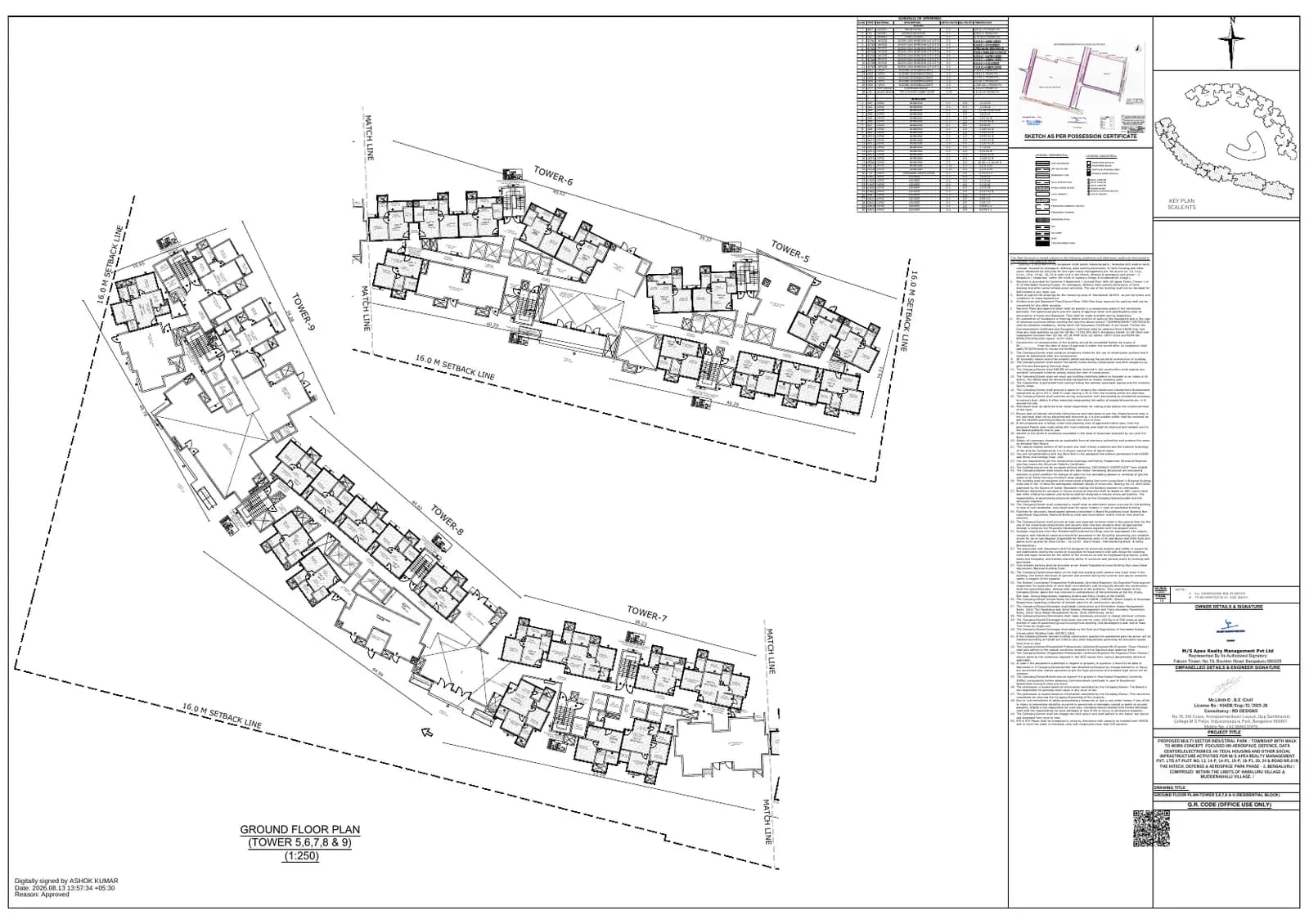 Prestige Parklane: 09 Ground Floor Plan - Tower-5,6,7,8 & 9 ( Residential Block ) (filed with Karnataka RERA)