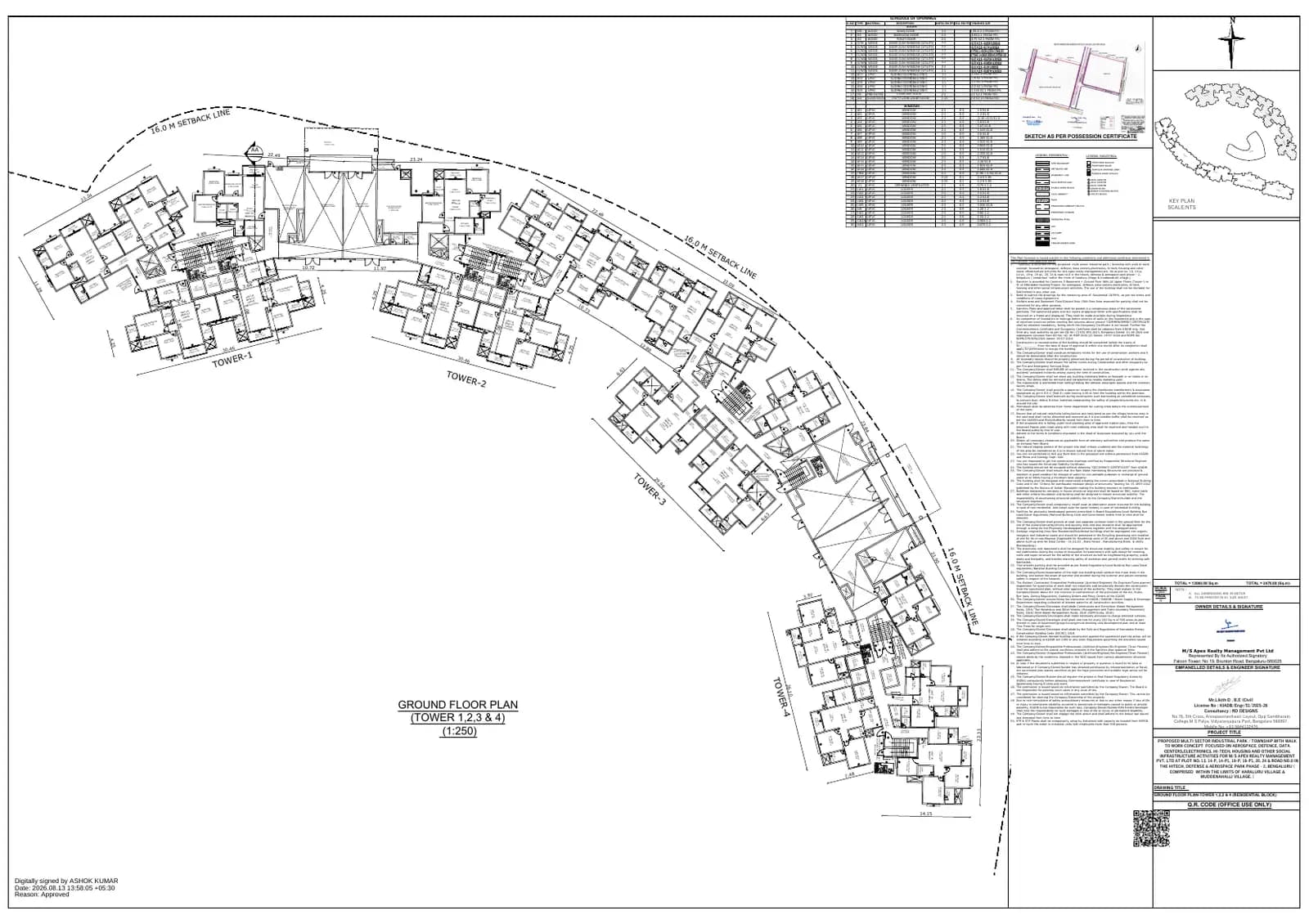 Prestige Parklane: 08 Ground Floor Plan - Tower-1,2,3 & 4 ( Residential Block ) (filed with Karnataka RERA)