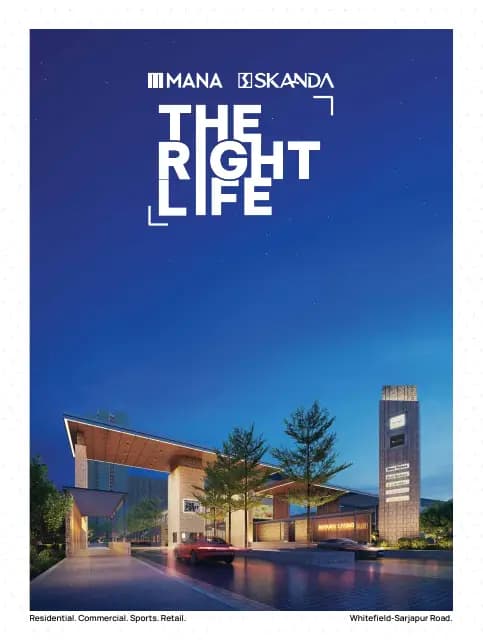 Mana Skanda The Right Life T10 & T11: 13) Brochure of the Project with Amenities details, page 1 (filed with Karnataka RERA)