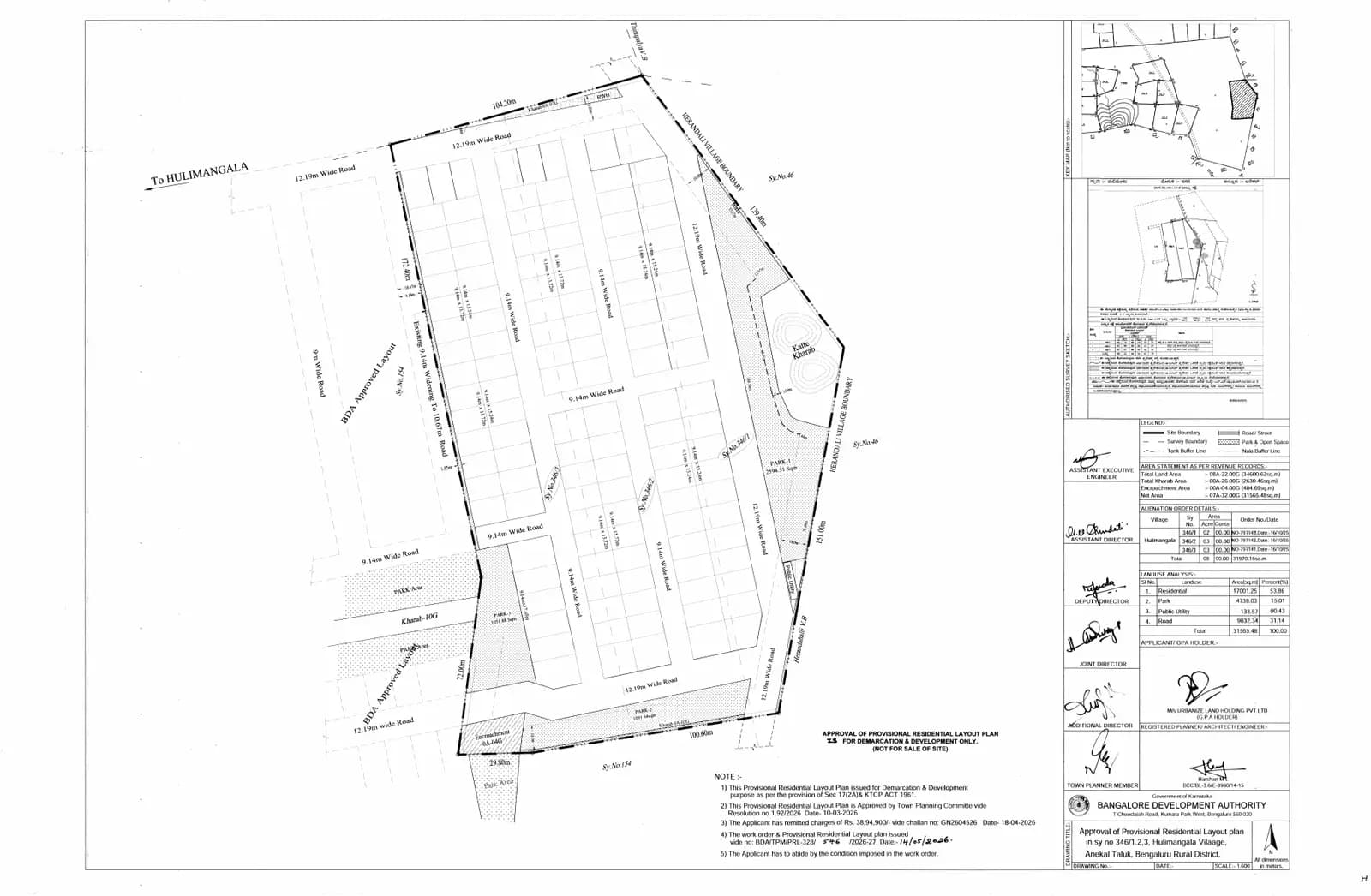 Urbanize Essencia: Approved Layout Plan/Demarcation Plan (filed with Karnataka RERA)
