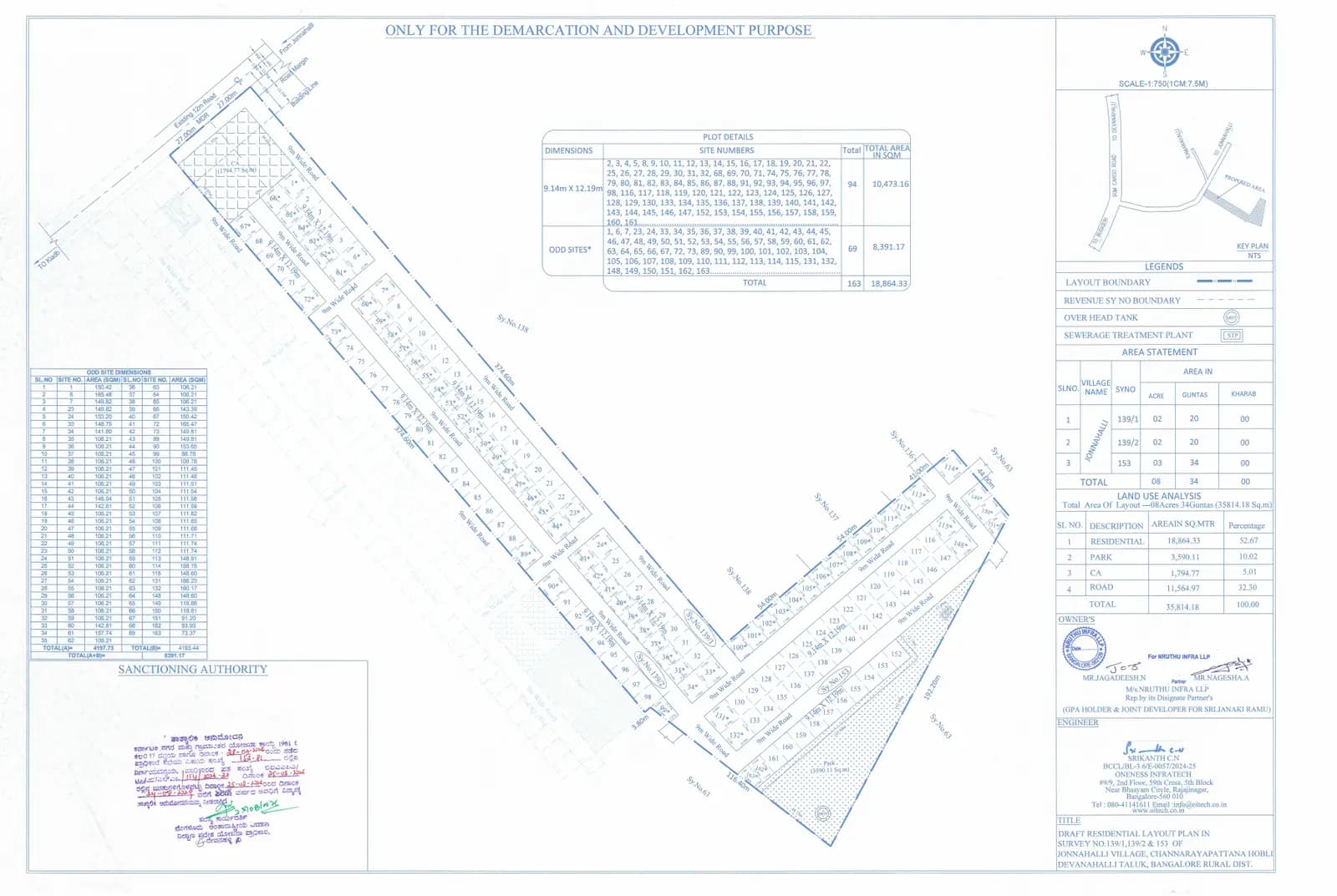 Nruthu Neo City: Approved Layout Plan/Demarcation Plan (filed with Karnataka RERA)