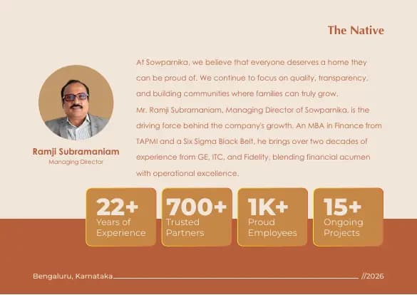 Sowparnika The Native: Brochure, page 5 (filed with Karnataka RERA)