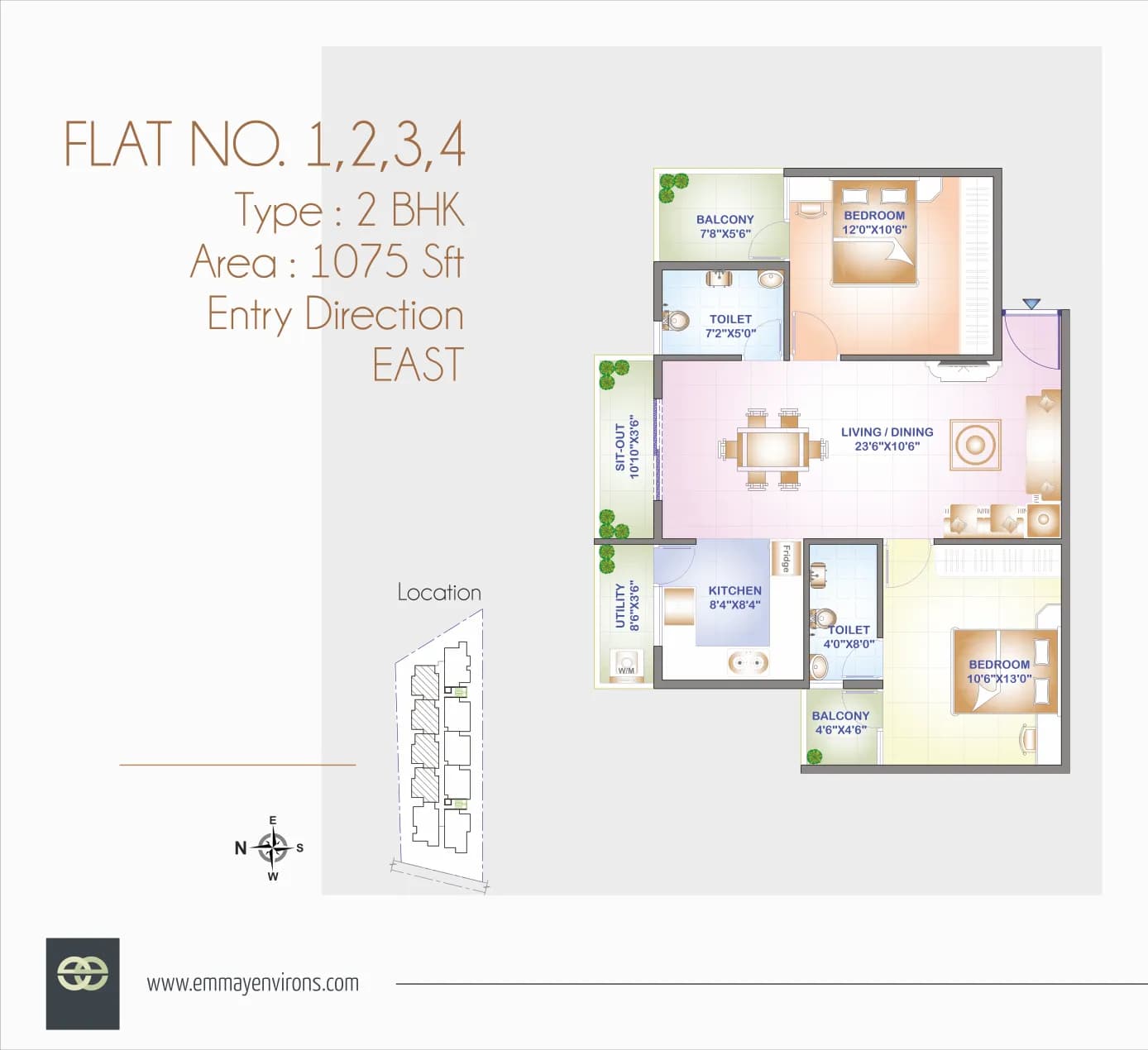 Emmay Environs Pride floor plan: Floor plan for Flats 1, 2, 3, 4