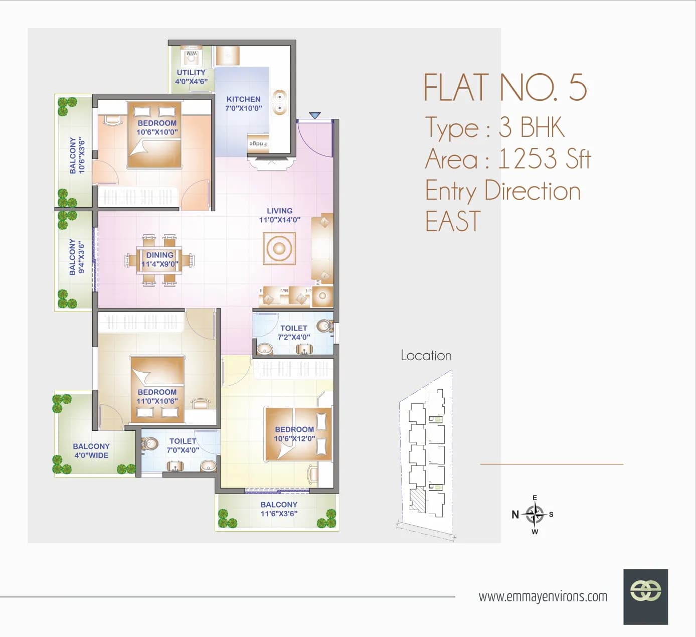 Emmay Environs Pride floor plan: Floor plan for Flat 5
