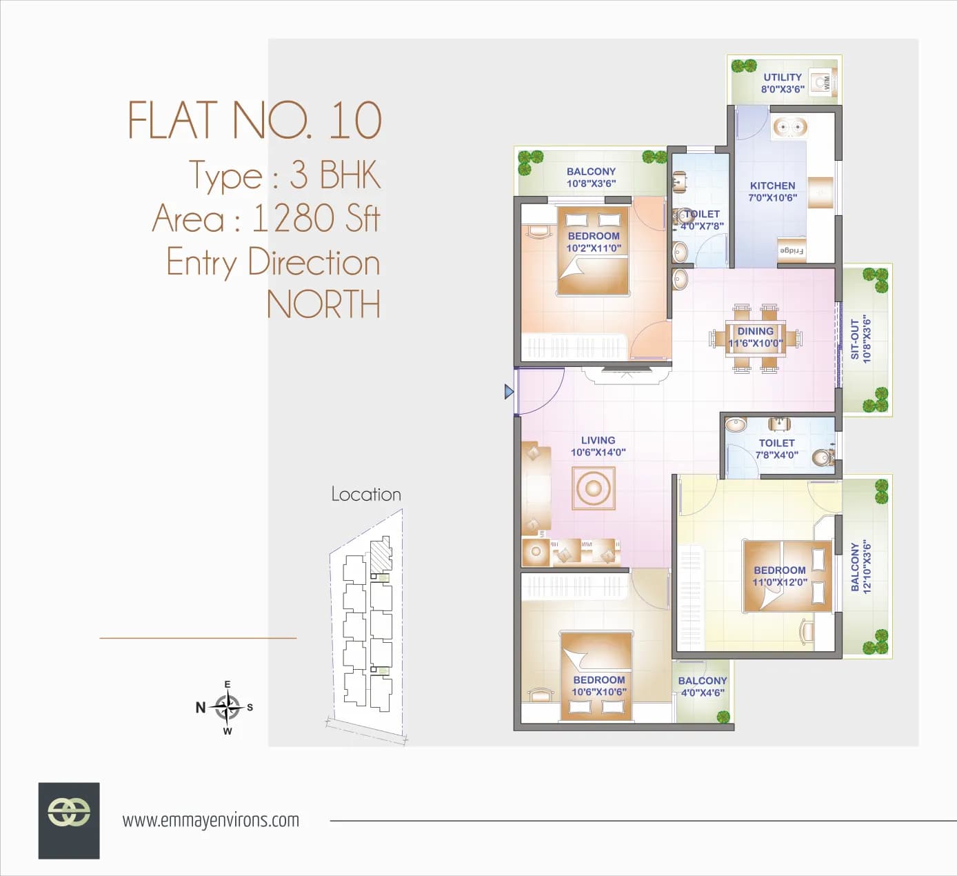 Emmay Environs Pride floor plan: Floor plan for Flat 10
