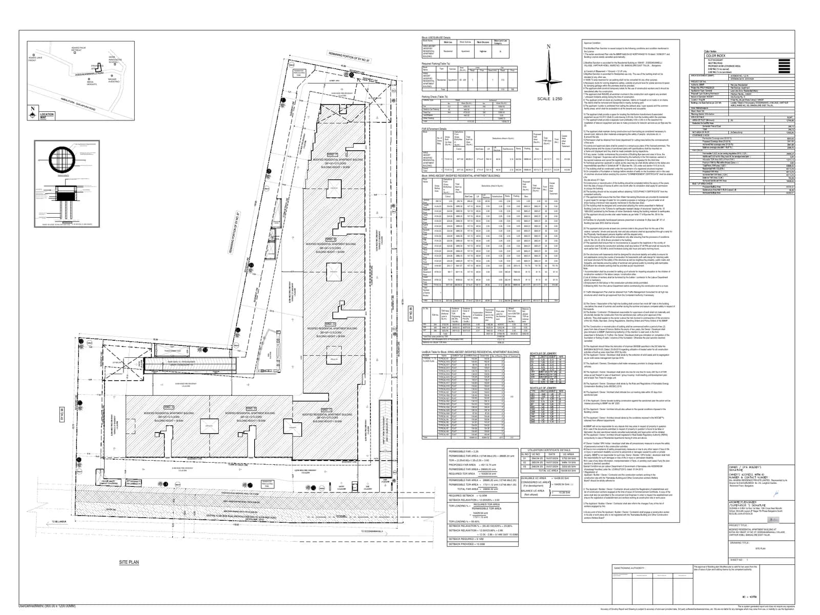 Adarsh Palm Retreat Mayberry-Phase 1: Site Plan & Floor Plan, page 1 (filed with Karnataka RERA)