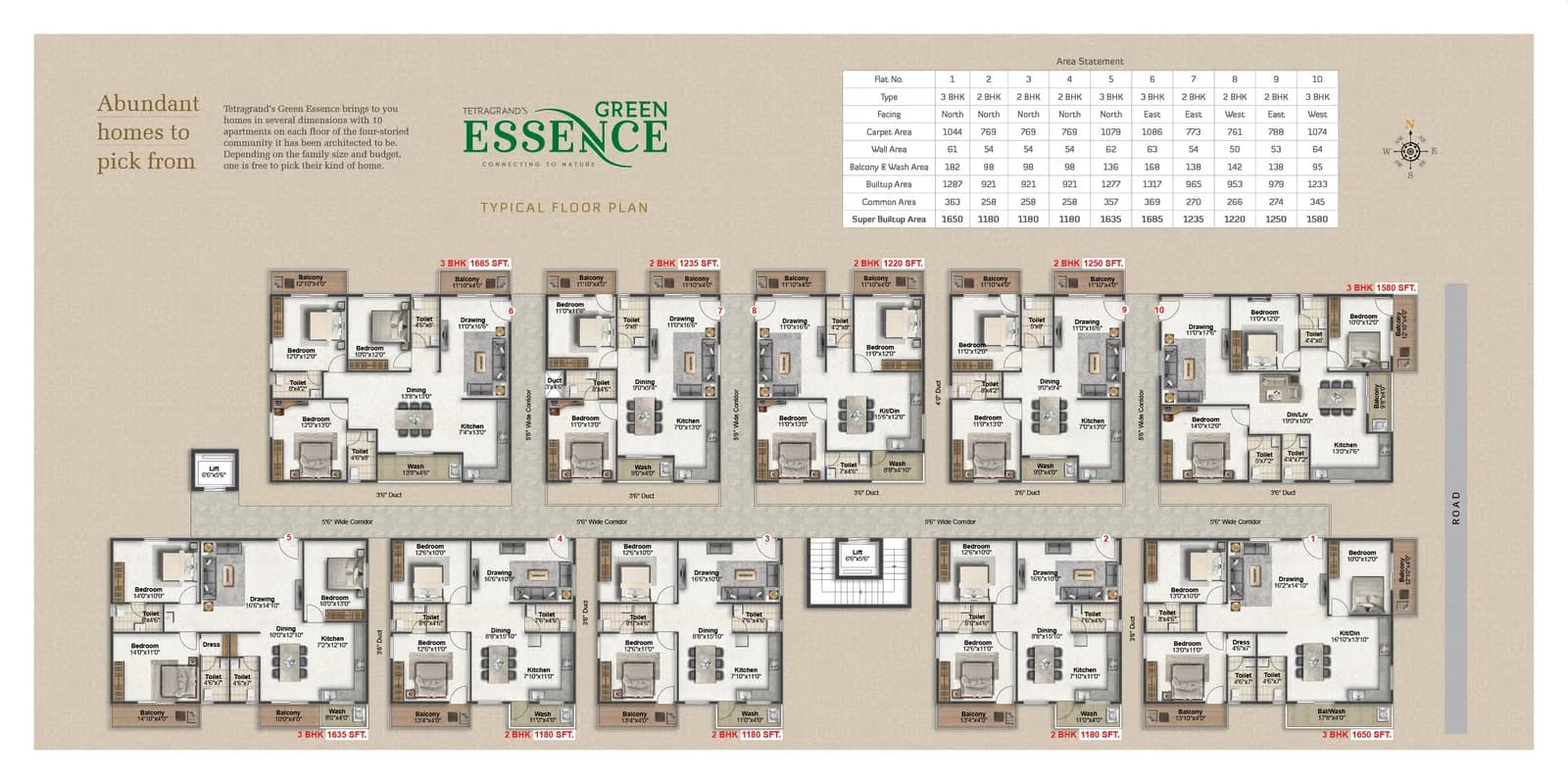 Tetra Grand Green Essence floor plan: Floor plans for various configurations