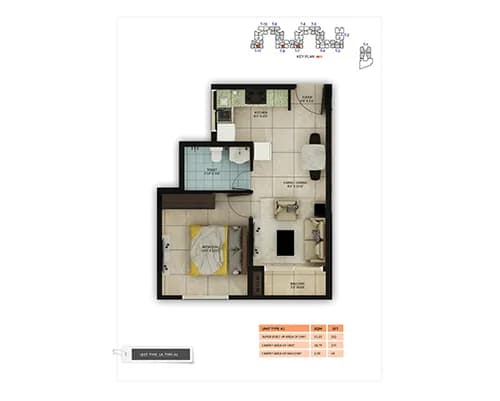 Salarpuria Sattva Misty Charm floor plan: 1 BHK Type A floor plan 552 sq ft
