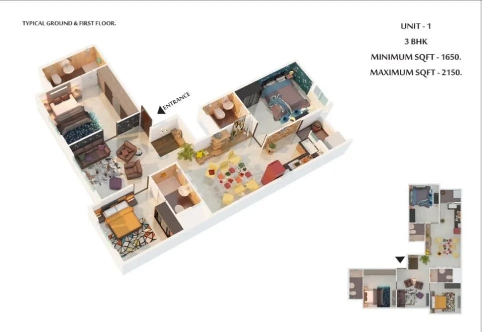 Parth Gardenia floor plan: Floor plan design for apartments