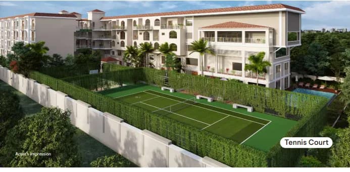 Hinduja El Jardin: Outdoor tennis court (artist’s impression)