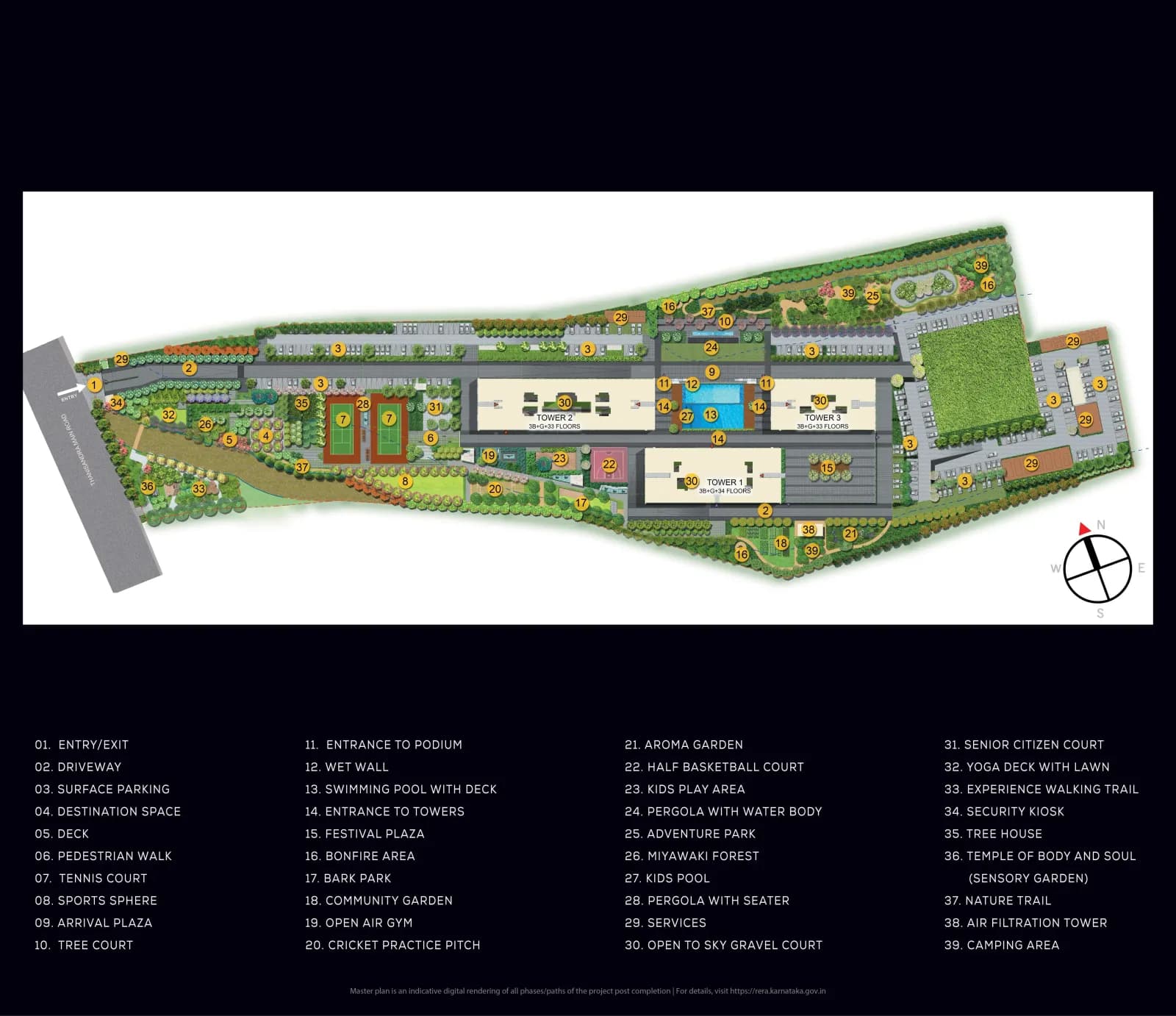 Purva Atmosphere floor plan: Unit plans for 3 BHK apartments