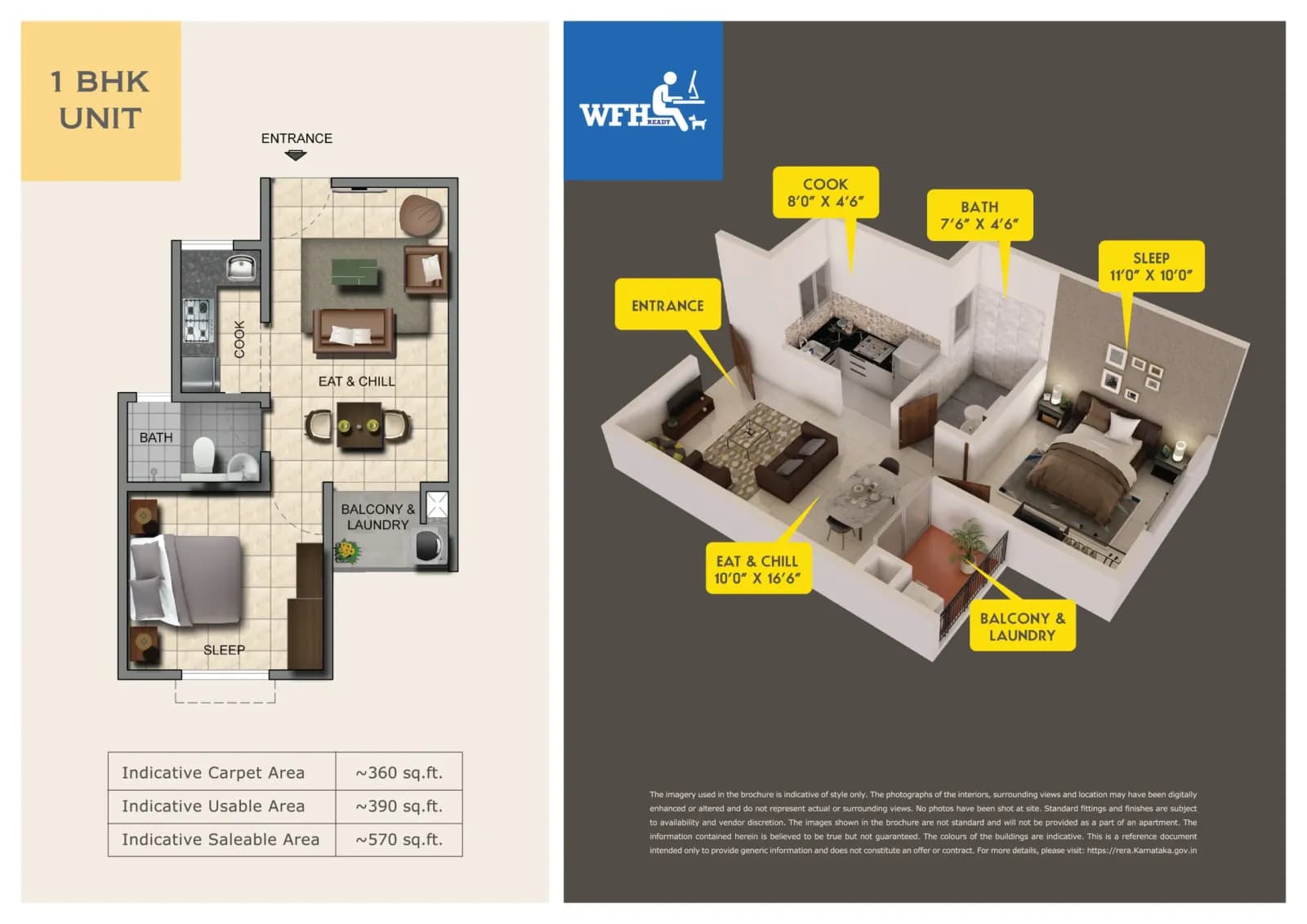 Provident Capella 2 floor plan: 1 BHK floor plan