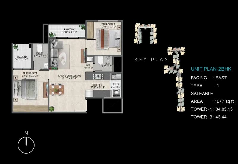 Sowparnika Ashiyana floor plan: 2 BHK floor plan