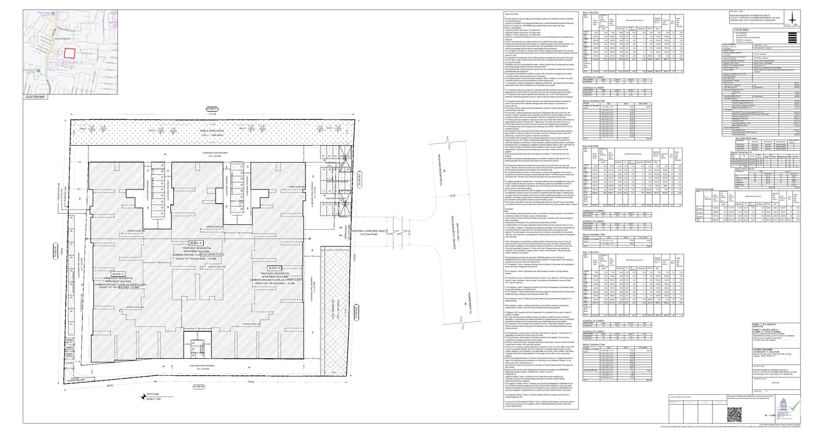 Bhavya Triora: Approved Building Plan, page 1 (filed with Karnataka RERA)