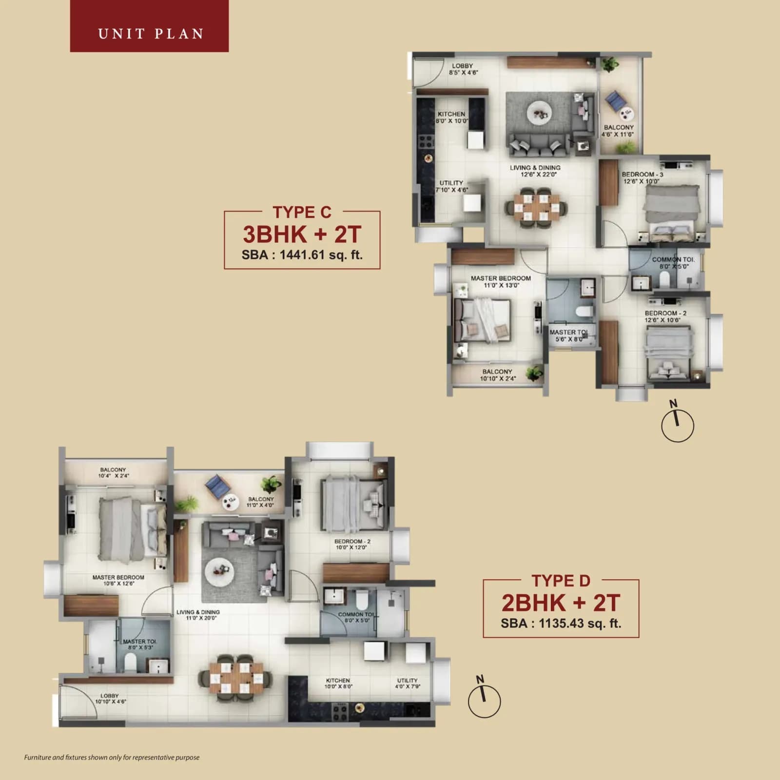Salarpuria-Sattva Signet floor plan: 1 BHK Floor Plan Type F & F2