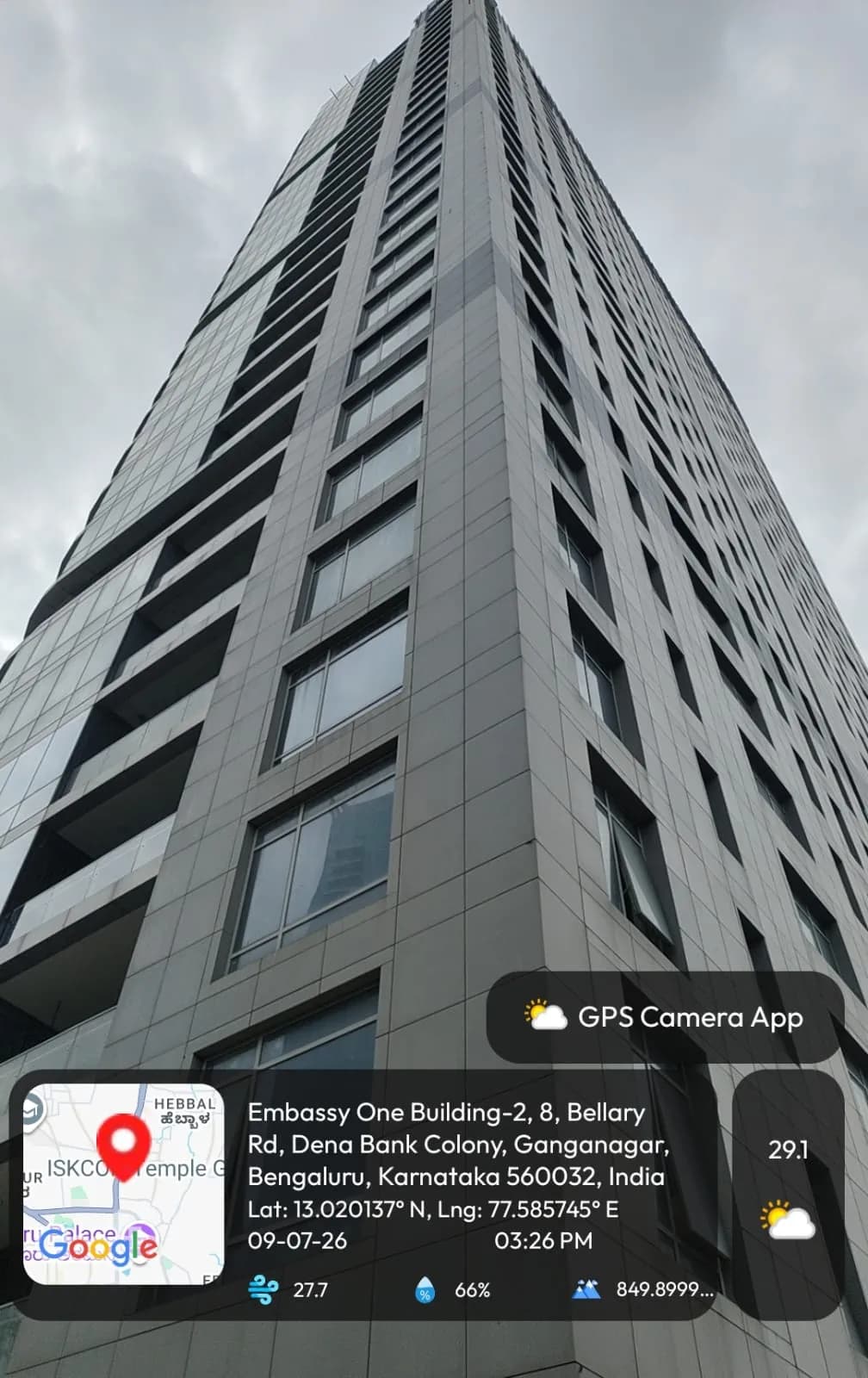 Embassy One: Site photo filed with Karnataka RERA