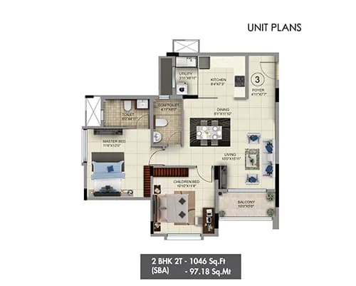 Salarpuria-Sattva Anugraha floor plan: 1 BHK floor plan 500 sq ft
