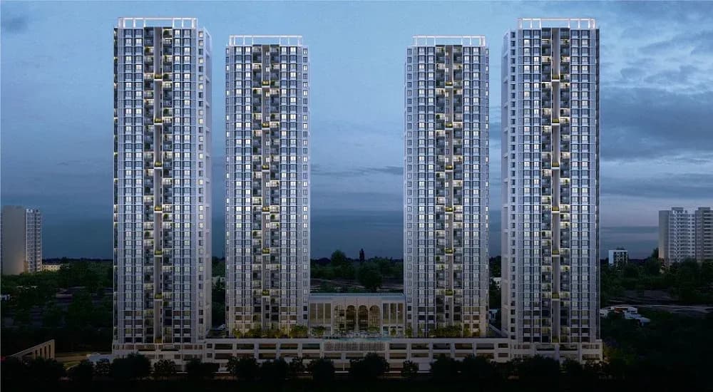 Sobha Manhattan Towers-Town Park: SOBHA Manhattan Towers building elevation view (artist’s impression)