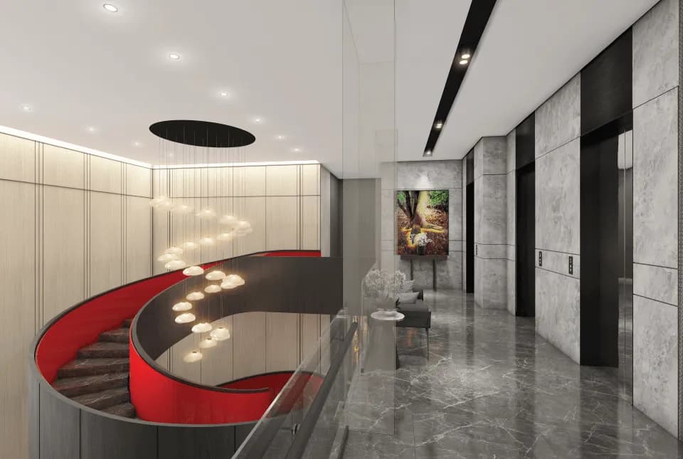 Purva Orient Grand: Luxury lift lobby interior design (artist’s impression)
