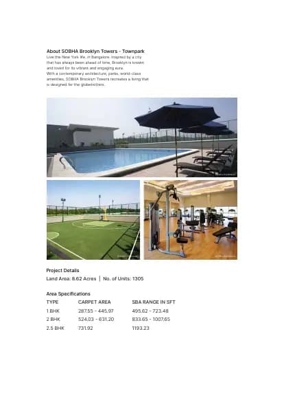 Sobha Brooklyn Towers - Town Park: Brochure, page 2 (filed with Karnataka RERA)