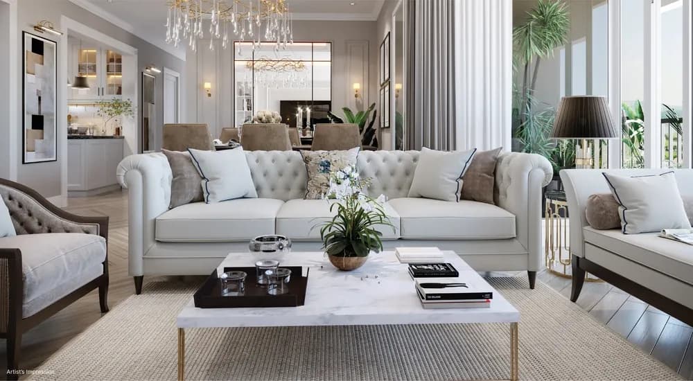 Sobha Royal Crest: Living room view at Royal Crest (artist’s impression)